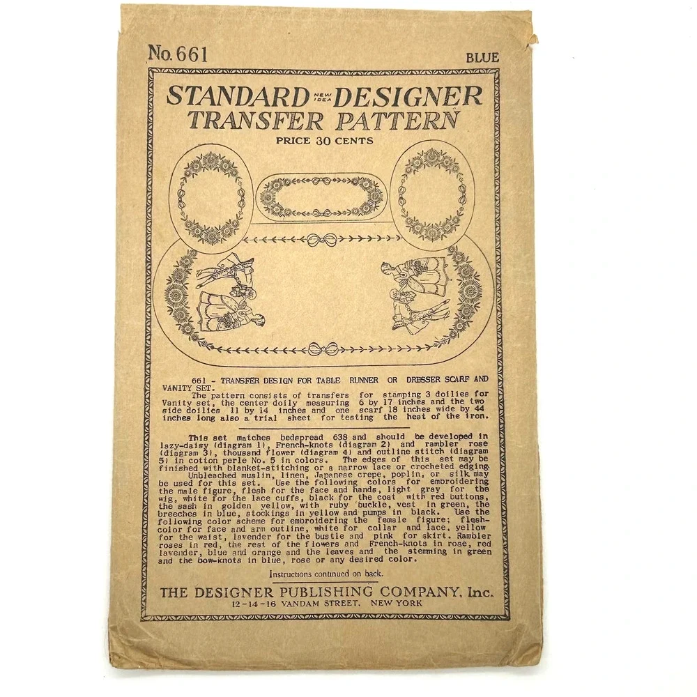 Standard Designer Antique 1920's Transfer Pattern #661 Table Runner HTF RARE